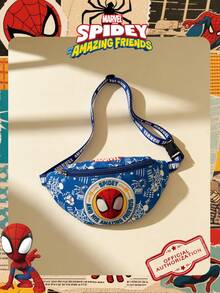 Marvel 1个漫威官方授权蜘蛛侠图案腰包，多功能斜挎包，男童休闲单肩包，轻便可调节肩带胸包，卡通零钱包，臀包，适合男孩、年轻粉丝、学生，完美适用于日常上学、户外玩耍、主题公园游玩、假期旅行、运动。 - 彩色 - 查看 1