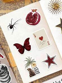 50张Y2K美学贴纸，包括都市女孩贴纸、Y2K风格黑白贴纸、都市贴纸、豹纹贴纸、艺术贴纸、卡通贴纸、涂鸦贴纸、乙烯基贴纸，适用于水瓶、保温杯、吉他、行李箱、手机、手机壳、笔记本电脑、滑板，是绝佳的礼品。 - 多色F - 查看 8