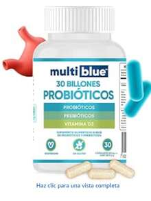 Probióticos y Prebióticos 30 Cápsulas | 30 Billones UC | Lactobacillus, Acidophilus, Paracasei y Vitamina D3 | 100% Natural, Sin Gluten | 1 capsula diaria (1 mes) | Suplementos Alimenticios MULTIBLUE - Blanco - Ver 1