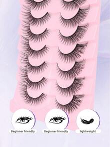 7 Pairs Cat Eye Elongated Natural Look False Eyelashes, 3D Realistic Wispy Lashes - Cat Eye Lashes - View 3