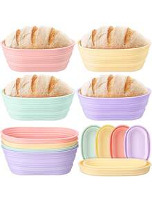 10-Inch Foldable Silicone Bread Proofing Basket, Oval Banneton Basket, Non-Stick Dough Fermentation Bowl Container For Bread Baking - Multicolor - View 1