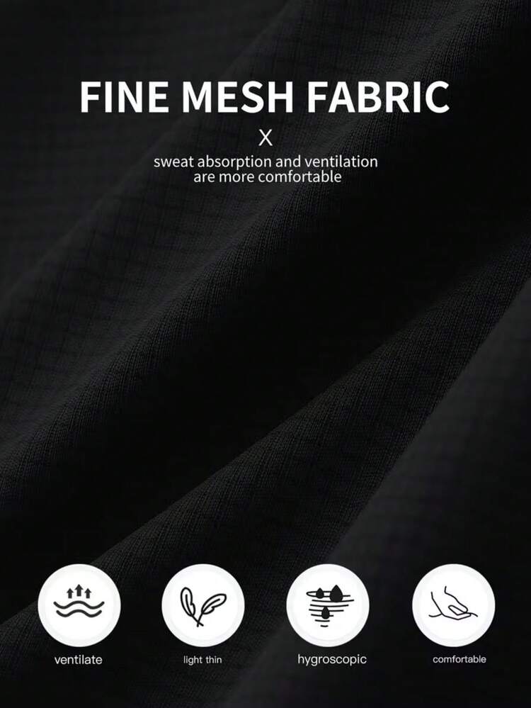 6pcs/Set Men's Summer Basketball Training & Running Tracksuits, Quick-Dry Short Sleeve T-Shirt And Shorts Set, Outdoor Beach Surfing Outfit - Black - View 6