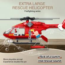 3-7 Years Old Boys' Toy, 15 Inch Firefighter Rescue Helicopter Toy With Lights, Sounds And Hanging Tray, Toddler Gift - Multicolor - View 4