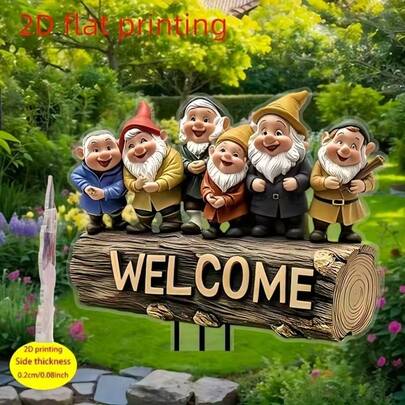 2026 Decoración de estaca de bienvenida al jardín de hombrecito lindo de acrílico de moda para comercio transfronterizo, decoración de patio y césped