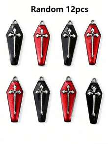 Bộ 6/12/24/50/80/100 chiếc mặt dây chuyền hình trái tim tráng men kiểu Gothic nhiều màu sắc, thích hợp để tự làm khuyên tai, vòng tay, trang sức, mặt dây chuyền hợp kim kẽm với chủ đề độc đáo, chất liệu không khảm - Phụ kiện hạt kim loại thủ công - Nhiều màu - Xem 14