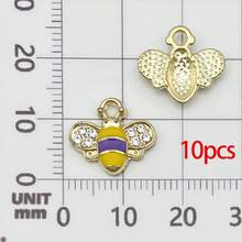 10/20pcs Enamel Bees Charms Crystal Rhinestones Honeybee Pendants Cute Animal Dangle Charms For Necklace Bracelet Jewelry Making - bee - View 13