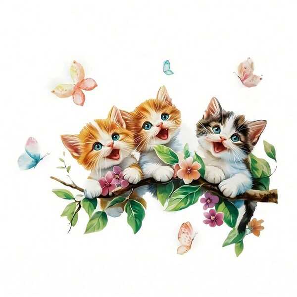 1 pièce/2 pièces/3 pièces Autocollants de transfert thermique mignons de chat, durables et longue durée, pour T-shirt DIY, Sweat-shirt, jeans, sweat-shirt à capuche, sac à dos, veste, sac à main, oreiller