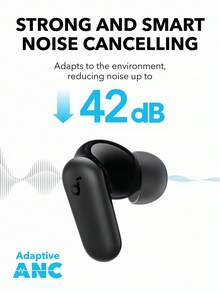 Anker R50i NC 降噪入耳式耳机，42dB 强效自适应降噪，强劲低音，45 小时续航，二合一充电盒兼手机支架，IP54 防水防尘，快充 10 分钟 = 120 分钟，蓝牙 5.4（Soundcore P30i） - 黑色 - 查看 6