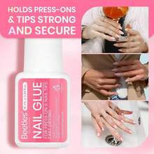 Beetles 10ML Super Strong Nail Glue For Press Ons, Nail Tips, Acrylic Nails No Uv Light Needed Nail Bond Brush In Nail Glue For Press On Nails Fake Nails Long Lasting For Beginners DIY Home - ColorA - 查看 5