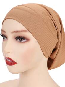 Jersey Knit Textured Elastic Opening Muslim Underscarf Hijab - Multicolor - View 2