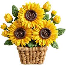Colección de imanes con diseños florales "Bendice este hogar": 9 diseños soleados desde cestas rústicas hasta tazas de té elegantes, un regalo reconfortante y un set de decoración - Multicolor A - Ver 16