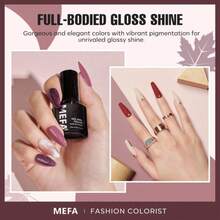 MEFA Fall Gel Nail Polish Set, 12 Colors Burgundy Red Nail Polish Set Champagne Gold Glitter Nail Polish Gel Soak Off Dark Red Purple Shimmer Nude Brown Manicure Gifts For Women Girl DIY Salon Home - Màu A - Xem 4