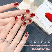 XIANZHIHE 1支/3支装 15毫升 红辣椒猫眼凝胶指甲油，2026秋冬季款：亮白鸽红玻璃珠猫眼美甲 - 紅色 - 查看 5