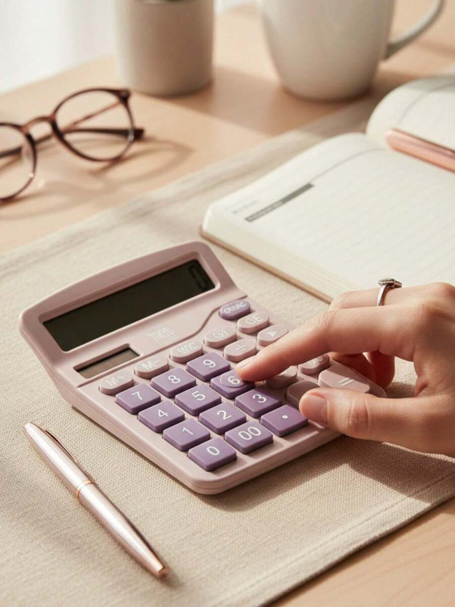 12-Digit Commercial Calculator With Large Screen (Dual Power Solar Or Battery) - Lilac - View 1