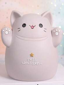 Hucha de gato de dibujos animados linda - Material de vinilo, resistente a caídas, adecuada para decoración del hogar o regalos, decoración del hogar | Diseño de gato de dibujos animados | Diseño anti-caída, regalo para amantes de los gatos - hucha - Ver 3