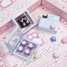 4个可爱猫爪粉色爱心键帽 - 3D柔软硅胶材质，日系少女风，逼真纹理，适用于MX机械键盘，精美礼盒包装 - 彩色 - 查看 2