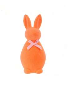 1pc Colorful Plush Rabbit Sculpture With Bow Tie, Easter Bunny Decor, Ideal For Spring Dining Table Center Piece And Home/Office Desk Decoration - Multicolor - View 9