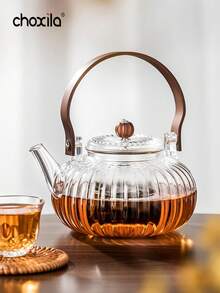 1 ấm trà hình quả bí ngô, ấm trà thủy tinh có tay cầm, ấm trà chịu nhiệt, bộ ấm trà chiều - Ấm trà hình quả bí ngô - Xem 2