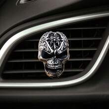 1入復古合金骷髏頭車用空氣清新劑夾,汽車空調出風口裝飾,車內裝飾品 - 銀色 - 查看 12