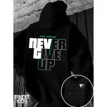 Comfortable Basic Sweatshirt For Everyday Wear Art Never Give Up Streetwear Urban Culture Street Fashion Street Graffiti Tagging Skater Skateboarding Unisex Men's Women's Sweatshirt 50% Cotton 50% Polyester Top Premium Streetwear New Release Immediate Shipping Various Colors!! - 黑色 - 查看 1