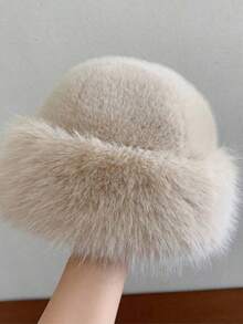 1pc Winter Warm Ear Protection Plush Bucket Hat, Unisex Mongolian Northeast Windproof Cold-Proof Bucket Hat, Korean Style Versatile Bucket Hat, Winter Plush Bucket Hat, Women's Fashionable Thick Hat, Winter Warm Earless Cap, Winter Gear, Essential Winter Hat - Multicolor - View 9