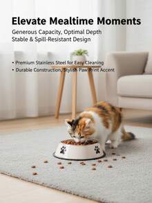 4 件套不锈钢宠物碗套装，米色/灰色，带爪印设计，不锈钢防滑狗碗，大容量喂食和水碗，中大型喂食碗，不锈钢狗碗，中大型狗碗，加厚宠物碗，防滑耐用，宠物用品。 - 彩色 - 查看 5