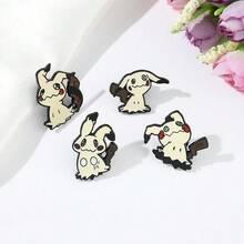 pocket monsters 1/4 件装新奇卡通动物胸针可爱宠物珐琅别针钱包背包衣服首饰金属徽章配饰礼品 - 彩色 - 查看 4