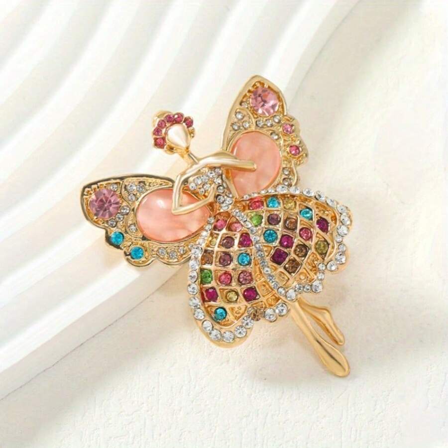 Retro Shiny Rhinestone Butterfly Brooch, Women's Fashionable Luxury Jewelry, Elegant And Unique Butterfly Brooch, Suitable For Weddings And Formal Occasions, Neutral Clothing Accessories - Vàng - Xem 1