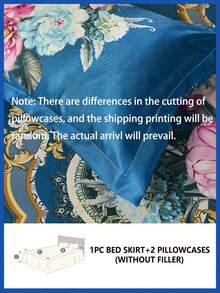 3-Piece Bed Skirt And Pillowcase Set With Soft And Breathable Floral Print (1 Bed Skirt + 2 Pillowcases), Moisture-Wicking, Wrinkle-Resistant, Suitable For All Seasons, With An Elegant Print, Suitable For Bedrooms And Hotels, Simple And Economical - 富裕生活 - 查看 5