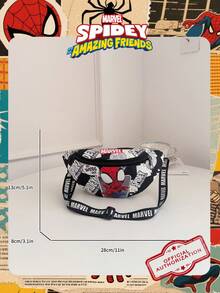 Marvel 1个漫威官方授权蜘蛛侠图案腰包，多功能斜挎包，男童休闲单肩包，轻便可调节肩带胸包，卡通零钱包，臀包，适合男孩、年轻粉丝、学生，完美适用于日常上学、户外玩耍、主题公园游玩、假期旅行、运动。 - 彩色 - 查看 4