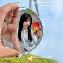 1个反光旅行假日自拍圣诞节团体照手持广角镜，迷你圆形缩小镜，摄影配件 - 1PC - 查看 6