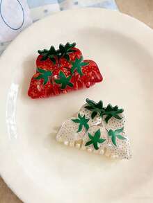 1个可爱清新草莓醋酸发爪，简约百搭发夹，适合日常及派对场合 - 彩色 - 查看 4