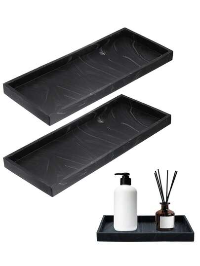 浴室台面托盘，梳妆台托盘，硅胶材质，装饰性厨房皂碟架，可放置化妆品、香水、蜡烛、钥匙等物品，适用于马桶水箱、水槽等。