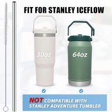 8 PCS Stainless Steel Flip Straw Compatible With  Ice Flow, Reusable Replacement Compatible With 30oz 64oz  IceFlow Flip Straw Tumbler With 2 Cleaning Brushes - 30oz - 查看 5