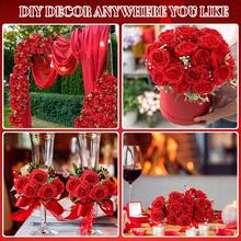 16 Bundles Artificial Peonies Flowers Fake Silk Peony Bouquet Faux Peonies Flowers Bulk For Decoration Vase Floral Arrangements Wedding Party Table (Bright Red) - 鮮紅色 - 查看 8