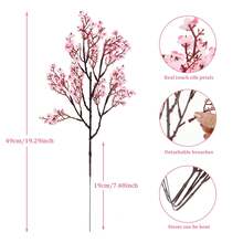 4束仿真樱花，粉色，质感逼真，如丝绸般柔软，适合插花、家居/办公室装饰、婚礼庆典、春季室内/室外装饰、餐桌摆设等场合。 - 彩色 - 查看 7