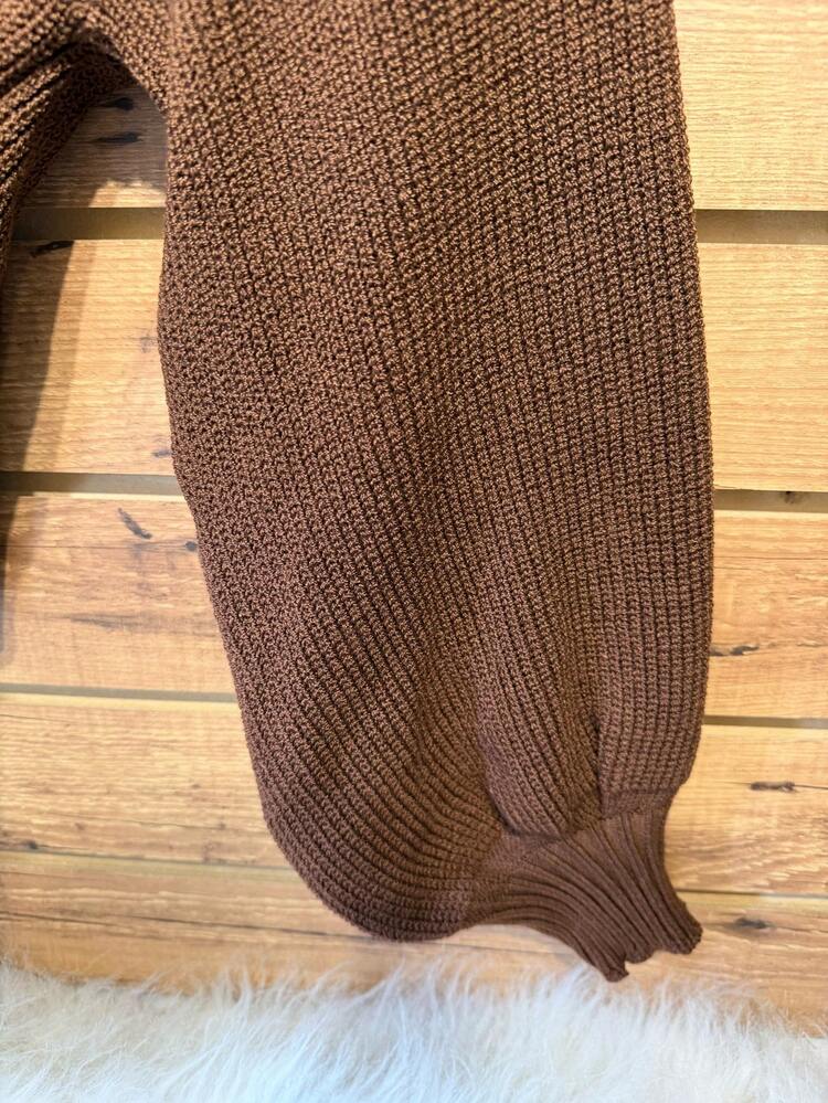 Button casual simples espelho cardigã moda - Café - Visão 3