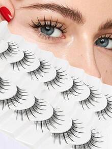 7对漫画风格假睫毛，自然浓密型，纤细轻盈，适合日常佩戴，旅行必备 - 尖尾漫畫款 - 查看 2