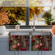 2/4/48pcs Vintage Style Faux Distressed Wood Rose Pattern Print Kitchen Towels - Super Soft, Highly Absorbent Polyester Dish Cloths & Hand Towels, Ideal For Holiday Decor, New Year Gifts, Kitchen Decor, Party Decorations - Multicolor - View 12