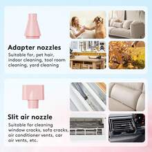 FOURQ Electric Compressed Air Duster, 130000RPM High-Speed Jet Fan Blower, Cordless Keyboard & PC Cleaner, Portable Mini Car Dryer & Snow Blower, Reusable Air Duster - Unique Gift For Men - 粉色 - 查看 5
