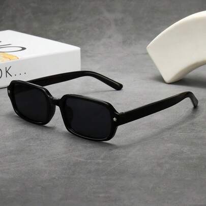 1 pieza Gafas de moda punk con marco grueso de unicolor y estilo retro, adecuadas para todas las estaciones