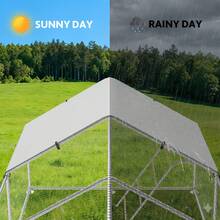 Predator-Proof Walk-In Poultry House With Metal Outdoor Activity Area, Featuring Waterproof And UV-Resistant Canopy And Five-Tier Perching System. Suitable For Chickens, Ducks, Rabbits, And Geese. - Bạc - Xem 5