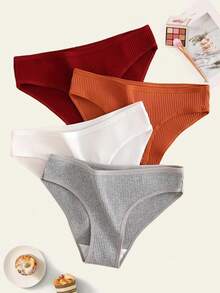 5-Pack Of Women's Ribbed, Breathable, And Comfortable Underwear For Home And Sports. - 5pcs - View 1