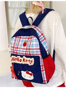 SANRIO Hello Kitty 可爱幼儿园背包 - 卡通印花女孩时尚单肩包，大容量轻便学生书包，无异味面料，加固缝线，科学收纳隔层，适合休闲旅行、户外活动和日常使用，防滑胸扣反光设计，背负舒适，Hello Kitty 粉丝必备可爱单品 - 彩色 - 查看 8