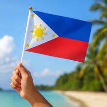 Banderita Filipinas Eventos Cívicos, MXPAF-000, 1Pza, Filipinas, 14x21cm, Tela Poliéster, Asta Plástico. - Multicolor - Ver 2