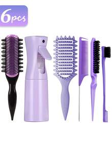 Set de peinado de 1/2/3/4/5/6/11/12 piezas: Nuevo diseño de peine de 9 filas, dientes de peine rizado desmontables, peine de peinado mejorado, botella de spray de 200 ml con excelente sellado y diseño antifugas, kit de herramientas de cepillo de bordes para el cabello, accesorios de belleza para el cabello para el hogar, verano, vacaciones, viaje - Multicolor - Ver 13