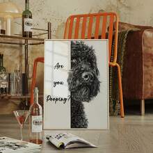1pc Frameless 'Are You Pooping?' Humorous Portuguese Water Dog Canvas Print - Funny Pet Lover Gift, Rustic Home Decor For Bathroom, Living Room, Bedroom, Dorm, Home Office Classroom, Unique Artist Style Wall Art & Best Gift Choice - Puppy - View 4