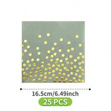 Sage Green & Gold Polka Dot Disposable Plates, Napkins, Cups - 8 Guest Set, Disposable Paper Plates Party Supplies Suitable For Birthday, Wedding, Theme Party, Family Picnic - Multicolor - View 6