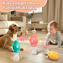 pulpo eléctrico bailarín con música y luces juguete sensorial recargable para bebés y niños regalo - Rosa - Ver 5