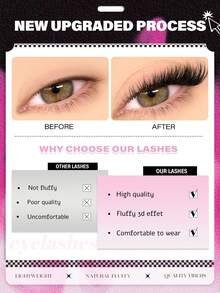 GROINNEYA 8对半条纹假睫毛，自然猫眼延长款，短款柔软3D貂毛睫毛，透明梗，交叉蓬松睫毛，适合日常和派对妆容 - 半眼睫毛 - 查看 2